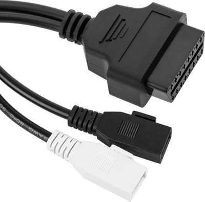 BeMatik - OBD2 2-pins dubbele mannelijke diagnostische kabel compatibel met Audi volledige pinout
