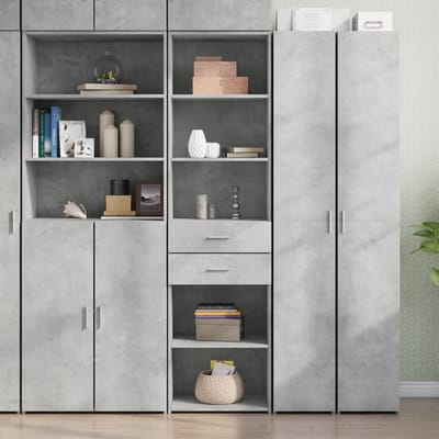 vidaXL - Hoge - kast - 50x42,5x185 - cm - bewerkt - hout - betongrijs
