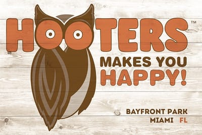 Signs USA - retro wandbord - dibond - Hooters - Makes You Happy - 55 x 37 cm