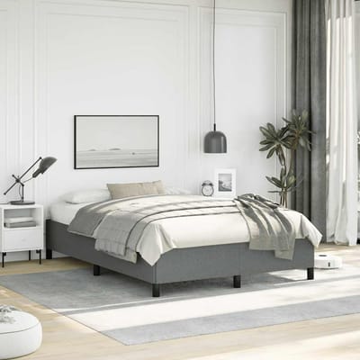 vidaXL - Bedframe - zonder - matras - donkergrijs - 137x190 - cm - stof