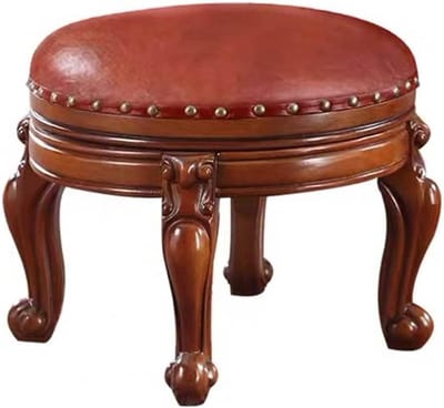 Voetenbankje Ottomaans - Krukje Poef - Voeten Rusten - Stabiele Houten Poten - 38x38x44cm - Geel