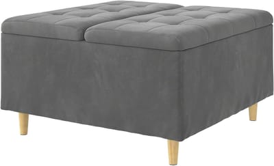 Opbergonderkast - Zitbank met opbergruimte - Woonkamer Organisatie - Gevoerde zitting - 80 x 45 x 80 cm - Donkergrijs