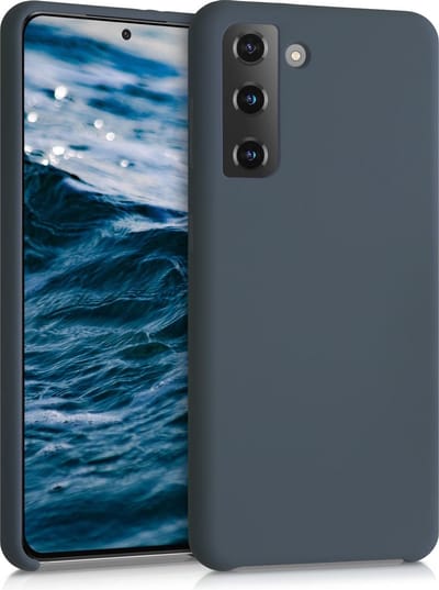 kwmobile telefoonhoesje geschikt voor Samsung Galaxy S21 - Hoesje met siliconen coating - Smartphone case in leisteen