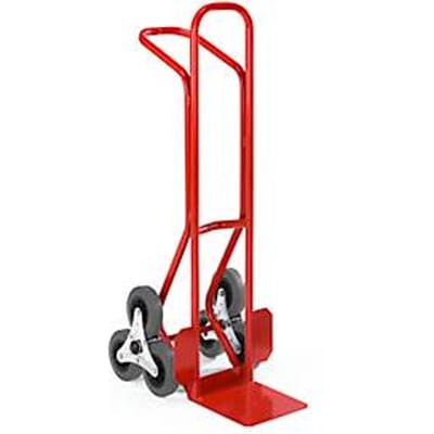 Trappensteekwagen, stalen, met 3 wielen in stervorm, B 430 x D 630 x H 1200 mm, draagvermogen 150 kg, rood