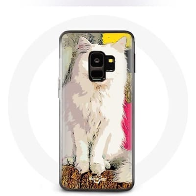Hoesje voor Samsung Galaxy S9 Turkse Van Cat Wit met blauwe en gele ogen