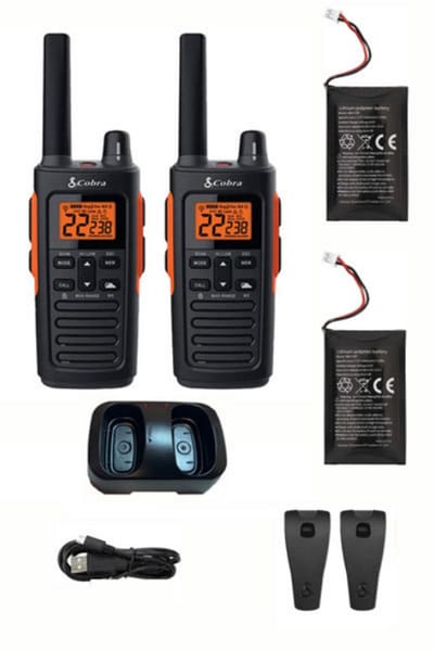 Set van 12 Cobra RX680 vergunning vrije portofoons PMR446 IP54 met tafellader