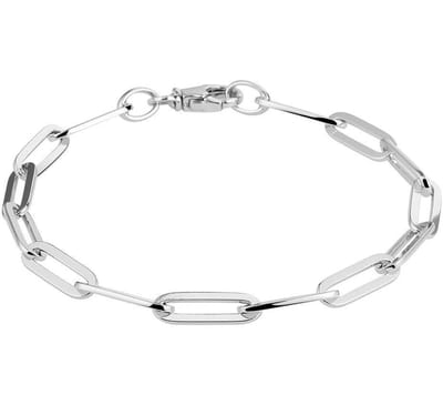 Zilver Gerhodineerde Armband paperclip vierkante buis handgemaakt 1330167