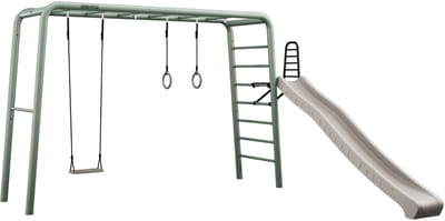PlayBase Large Green + Play Set, met schommel, turnringen en glijbaan