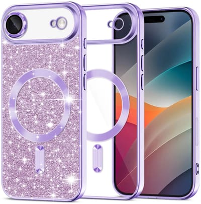 Hoesje geschikt voor Apple iPhone Air - Techsuit Luxury Glitter Back Cover - Geschikt voor MagSafe - Lichtpaars