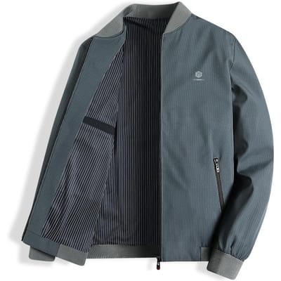 Casual Jas met Opstaande Kraag voor Heren Lente en Herfst Nieuwe Bedrukte Dunne Zakelijke Casual Jas voor Mannen van Middelbare Leeftijd 4XL black