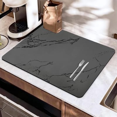 Afdroogmat voor aanrecht, 40 x 30 cm Dish Drainer Mat Super Absorberend Verstoppen Vlek Afdruipmat met Niet-Slip Rubberen Backed, Sneldrogende Mat
