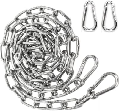 Roestvrijstalen ketting 3 mm 2 m met karabijnhaken voor het ophangen van hangmatten en meubels, duurzaam en sterk