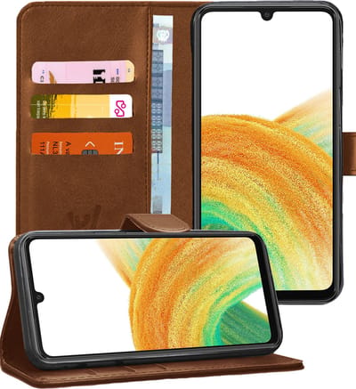 Hoesje geschikt voor Samsung Galaxy A33 - Book Case Kunstleer Wallet Cover Portemonnee Pasjeshouder Hoes Bruin
