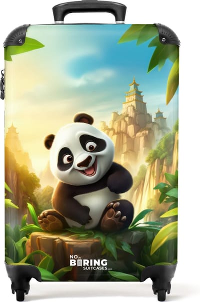 NoBoringSuitcases.com - Kinderkoffer panda - Past binnen 55x40x20 cm en 55x35x22 cm - Handbagage trolley op wieltjes - Suitcase small - Reiskoffer met wielen - Travel rolkoffer kids - Kindertrolley geschikt voor jongen en meisjes - Koffer kinderen