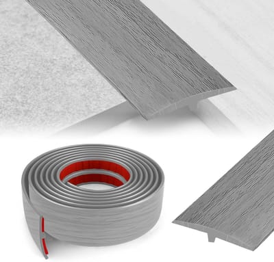 Overgangsprofiel - T-profiel Vloer - Vloeren Egaliseren - Zelfklevend PVC - 5 cm x 3 m - Grijs Hout