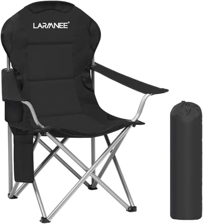 Dailygoods- Campingstoel opvouwbaar met hoge rugleuning - Ergonomische zitting - Bekerhouder - Ademend materiaal - Waterdicht - Tot 120 kg belastbaar - Klapstoel