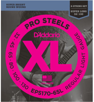 D'Addario 6er bas XL Pro Steels 30-130 30-45-65-80-100-130, EPS1706SL - Snarenset voor 6-string basgitaar