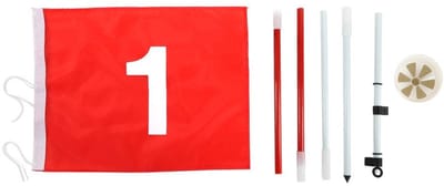 Dailygoods- Golfvlaggen Set - Verwijderbare Vlaggenmast - Nylon Vlag - Gatbeker - 5 Secties - Totale Hoogte 185cm - Duurzaam en Slijtvast - Putting Green