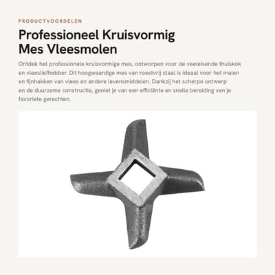 Dailygoods- Vleesmolen Mes Professioneel - Vervangend Mes - Roestvrij Staal - Kruisvormig Ontwerp - 5 Soorten Messen - Duurzaam en Makkelijk te Reinigen - Vleesmes