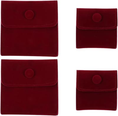 Microvezel Zakjes - Juwelendoosjes - Sieraden Opbergen - Met Drukknop - 5 Stuks 8cm - Rood