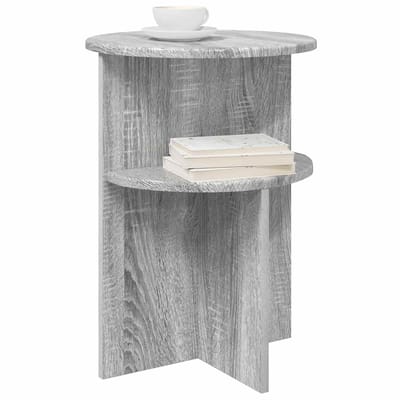 vidaXL - Bijzettafel - met - opslag - Grijs - sonoma - Ø - 39,5 - x - 55 - cm - Bewerkt - hout