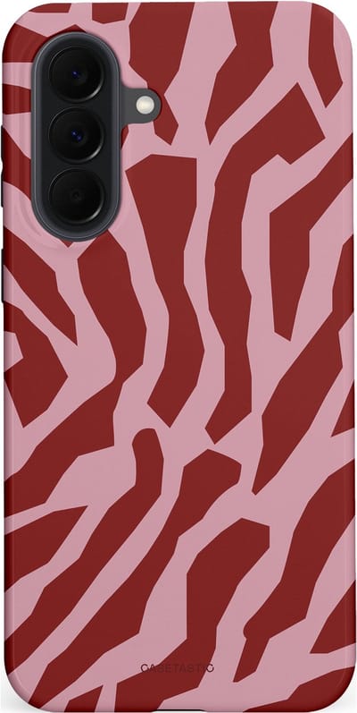 Casetastic Hoesje Geschikt voor Samsung Galaxy A37 - Stijlvolle Beschermende Duo-layer Case - Rode Roze Framboos Zebra Strepen