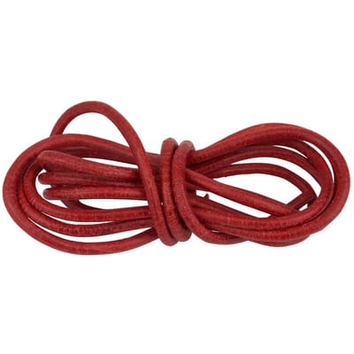 Leren riem rond, Ø 1 mm - Rood