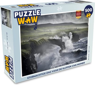 Puzzel Stormachtige dag vaan de kliffen van Moher - Legpuzzel - Puzzel 500 stukjes