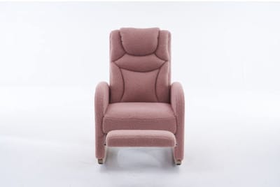 Stoel 66x125x99cm Schommelstoel Roze Teddy Gevoerde Schommelstoel Armleuning Accentstoel Geschikt Voor Woonkamer Slaapkamer