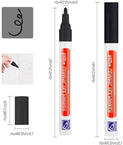 Zes Grout Markers in Zwart voor Tegels, Voegenpen voor Badkamer en Keuken, Ideaal voor Tegelherstel en Voegenonderhoud