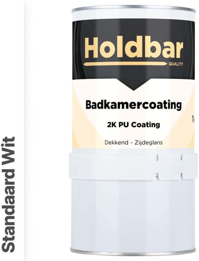 Holdbar Badkamercoating Standaard Wit 1 kg - Badkamerverf - Tegelverf - Alle kleuren - Waterdichte Badkamer verf - Ook Toepasbaar in douchecel - Gemakkelijk te reinigen - 2 Componenten