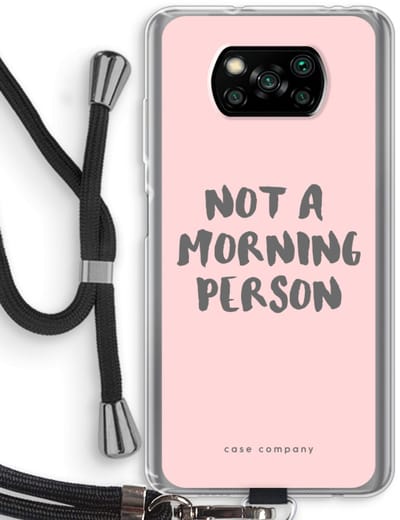 Case Company® - Hoesje met koord geschikt voor Poco X3 Pro hoesje met Koord - Morning person - Telefoonhoesje met Zwart Koord - Bescherming aan alle Kanten en Over de Schermrand