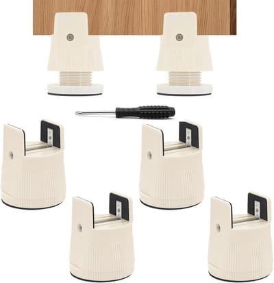 6-8 cm, 4 stuks, verstelbare tafelverhoging voor 1-50 mm breedte, vierkante meubelverhogingen, wit, bedverhoging met schroefklem, zware belasting, stoelverhogingen