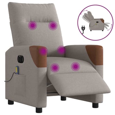 vidaXL - Massagestoel - elektrisch - verstelbaar - stof - taupe