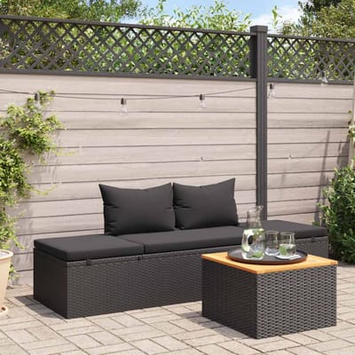 vidaXL - Ligbed - met - kussens - poly - rattan - zwart