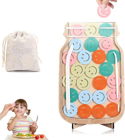 Personaliseerbaar Beloningsglas voor Kinderen - Houten Smiley Glas voor Goed Gedrag - Ideaal voor Thuis en School - Dagelijks Motivatiesysteem