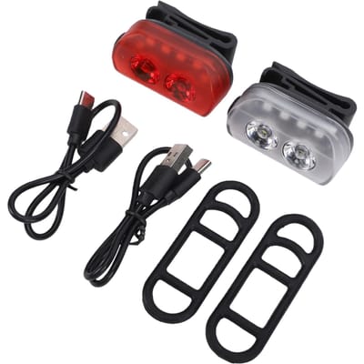 Fietsverlichting Magnetische Oplaadbare Fiets Koplamp Achterlicht Set Waterdicht Veiligheid Fiets Voor Achter Licht voor de Weg gray