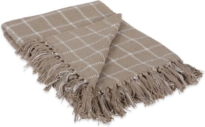 Pluizige Katoenen Plaid voor Bank of Strand - Beige 127 x 152 cm
