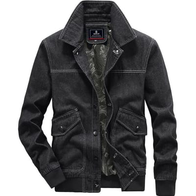 Veste en jean vintage pour homme, décontractée, ample et polyvalente, idéale pour l'automne 4XL black