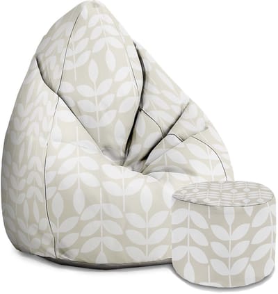 DreamRoots Oxford Zitzak voor Volwassenen – Luxe Beanbag met Voetsteun en Afneembare Hoes – Inclusief Vulling – 80x80x120 cm - Scandinavian Simplicity