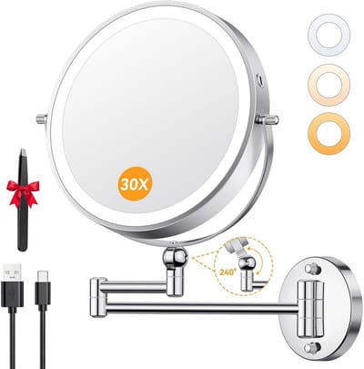Cosmeticaspiegel Verlichting - Make-up Spiegel - Gezichtsverzorging - Oplaadbaar 5000 mAh - 9 Inch - Zilver