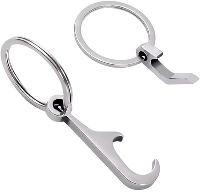 Flesopener, sleutelhanger, flesopener, roestvrij staal, bierflesopener, hanger, multifunctionele flesopener, sleutelhanger voor bar, feest, camping, gastgeschenken (zilver)