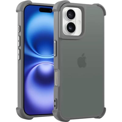 Coverzs matte Shock case geschikt voor iPhone 16 Plus (grijs) - shockbestendig, premium bescherming, duurzaam