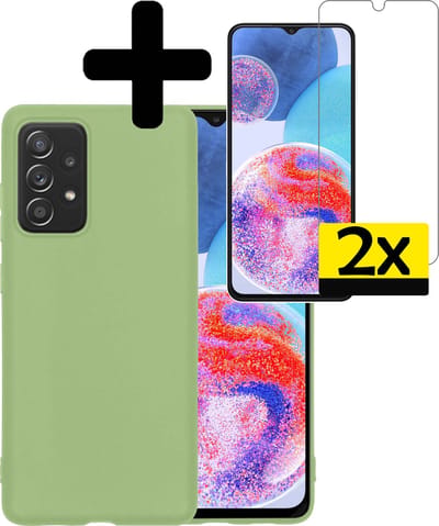 Hoesje - Met 2x Screenprotector - Geschikt voor Samsung Galaxy A23 - Sterk & Shockproof - Back Cover - Siliconen Case - Telefoon Hoes - Telefoonhoesjes - Groen