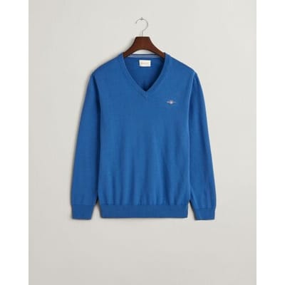Gant Trui Classic Cotton V-Neck Rich Blue / male