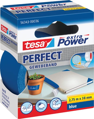 Plakband Tesa textiel 38mmx2.75m blauw | 6 stuks