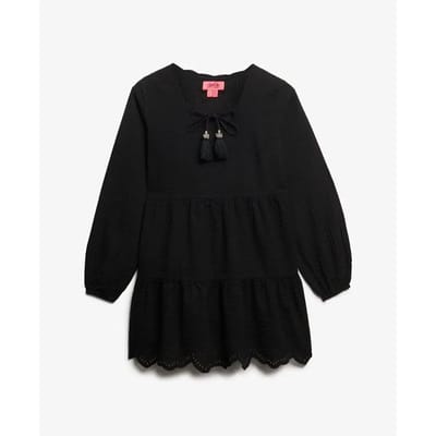 Superdry - Gelaagde mini-jurk van broderiekant - Dames - Jurken