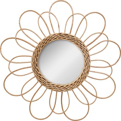 Atmosphera Wandspiegel - bloem - rotan - D38 cm - bohemian/boho spiegel
