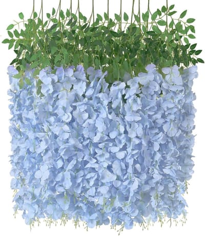 Kunstmatige Bloemen - Hangende Slinger - Decoratie Creëren - Realistisch Uiterlijk - 12 Stuks 1.1m - Hemelsblauw