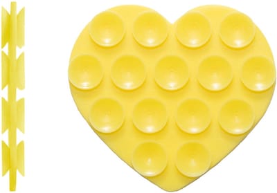 xoxo Wildhearts dubbelzijdige zuignap - Stick On Me Heart - Yellow - Zuignap telefoonhoes telefoon sticker - Sticky sticker - Octobuddy - Popsocket - Telefoonhouder - Hart vormig - Geel